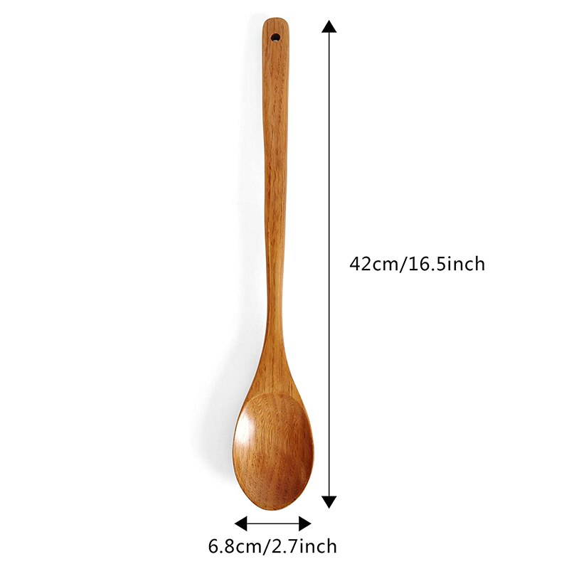 Natural Wooden Long Handle Spoon Cooking Catering Scoop Kitchen Utensil Kitchen Supplies Cutlery Lengthening Stirring Spoon