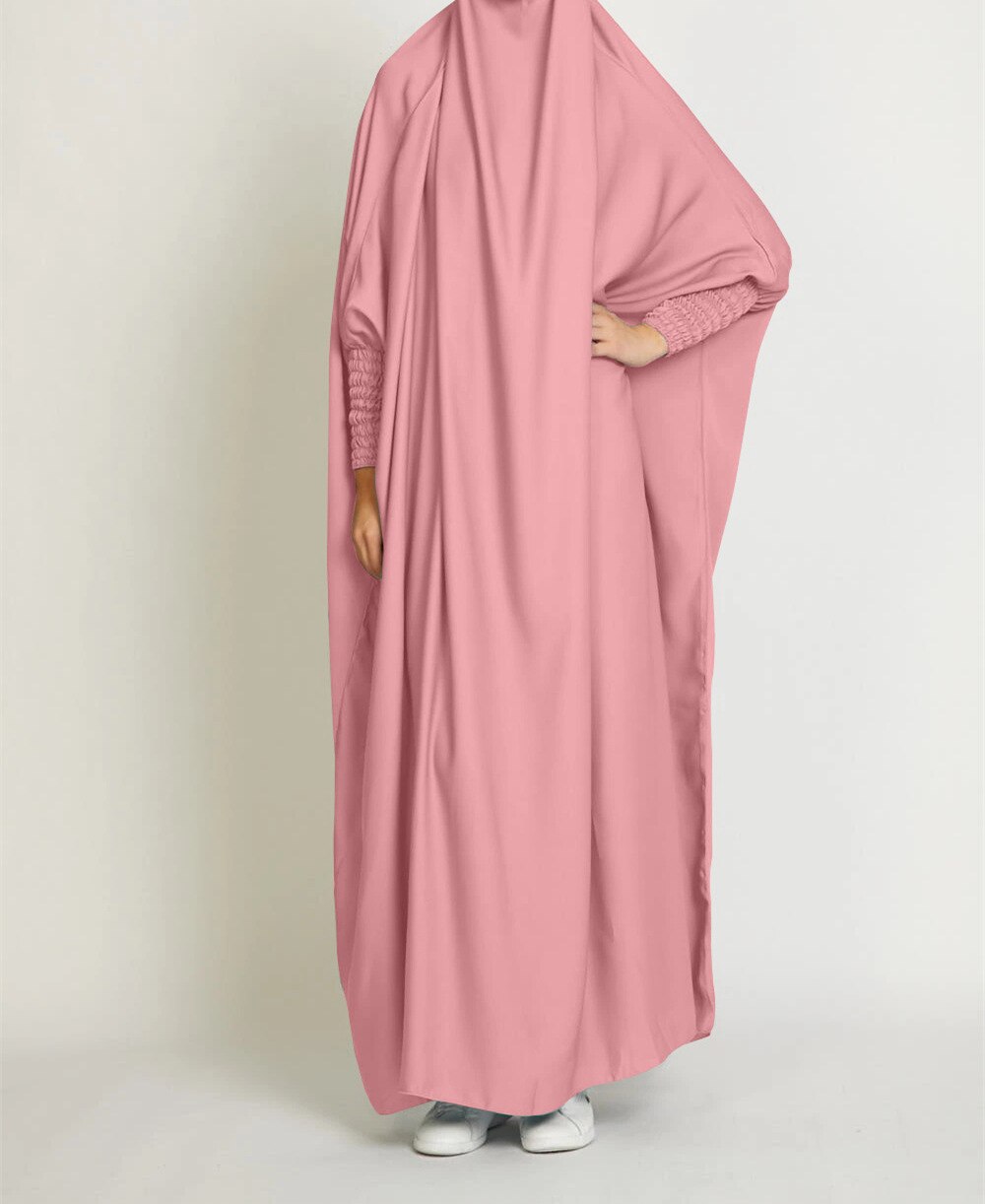 Jilbab – robe de prière en Satin, tenue une pièce élégante, 10 couleurs,: Pink