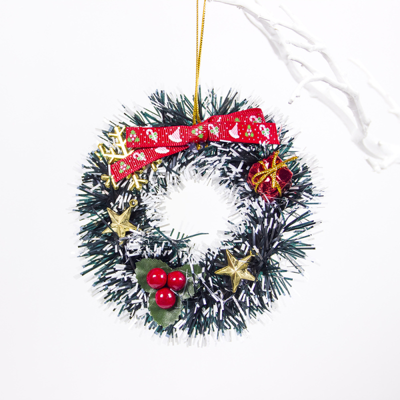 Jul lille krans xmas mini snemand santa juletræ pedant år dørpynt dekorationer til hjemmet: -en
