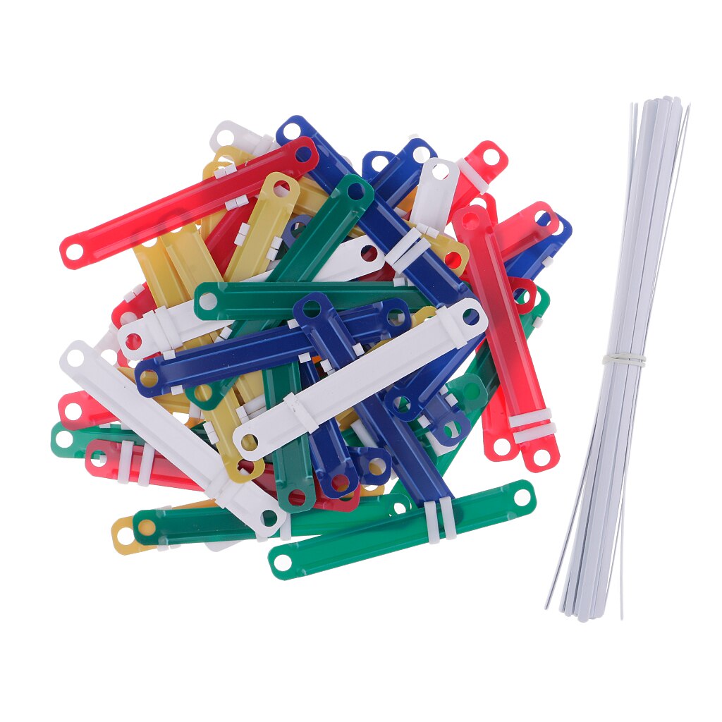 50 Pieces Plastic Binder Clips File Document List Binding List Components Two-hole Loose-leaf Binder Fasteners Stationery