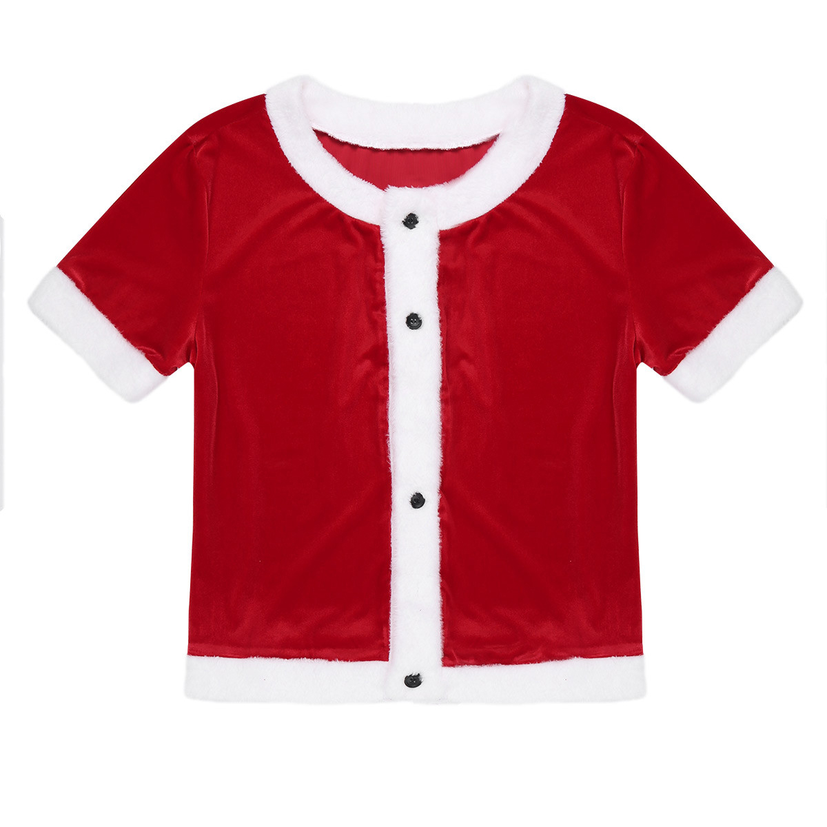Volwassenen Zachte Fluwelen Kerstman Xmas Kostuum Korte Mouwen Rood Tops met Shorts Set Mannen Christmas Party Cosplay Fancy Dress outfit