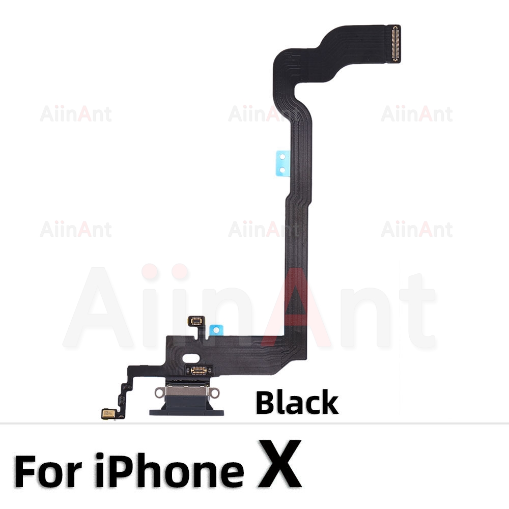 Bodem Usb Charger Port Flex Kabel Voor Iphone X Xs Max Xr 7 8 Plus 7G 8G Dock Opladen Connector Microfoon Flex: X Black