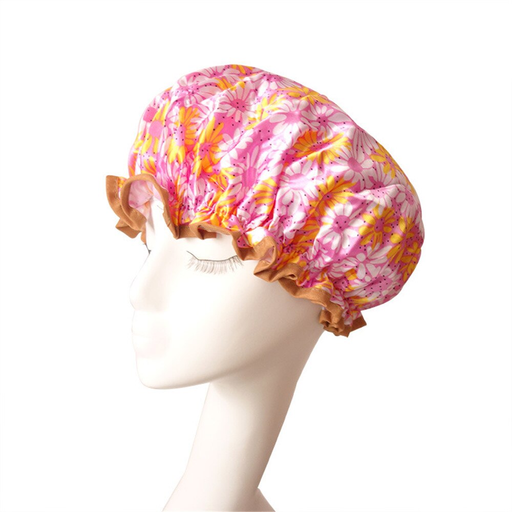 1 PC. cute thick shower caps Colorful bathroom shower caps hair Cover double waterproof shower cap for women