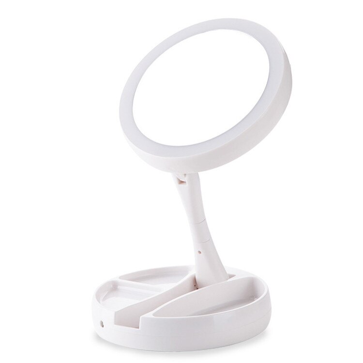 Espejo plegable con luz LED para maquillaje, espejo con aumento de 360 grados, 10X, con luces, cosmético iluminado, para maquillaje