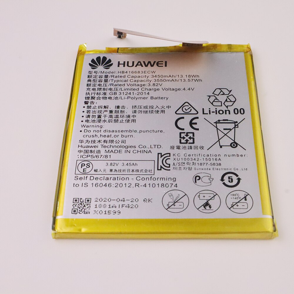 Huawei 100% oryginalna bateria HB416683ECW 3450mAh dla Huawei Nexus 6P H1511 H1512 oryginalna bateria zamienna z darmowymi narzędziami