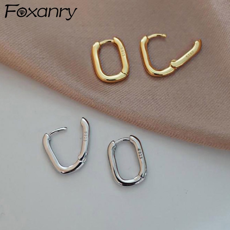 Foxanry Verhindern Allergie 925 Sterling Silber Zucht Ohrringe Frankreich Jahrgang Handgemachte U-bilden Kreis Braut Schmuck