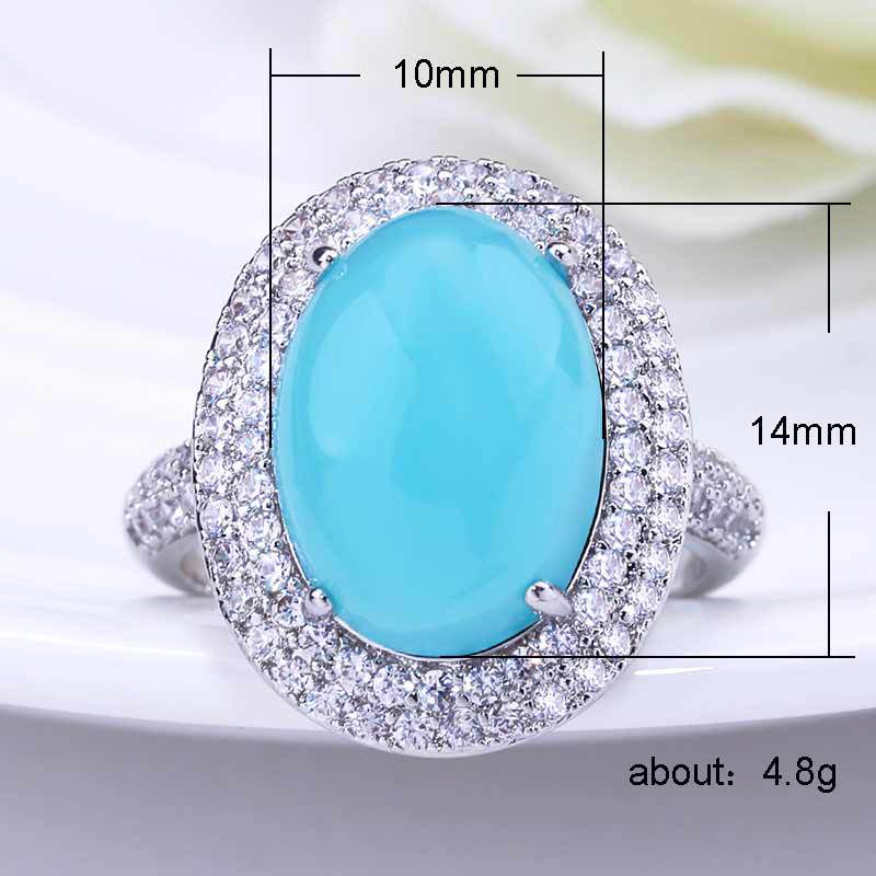 HuiSept Frauen Ring 925 Silber Schmuck Ovale bilden Saphir Zirkon Edelstein Finger Ringe für Hochzeit Party Ornamente