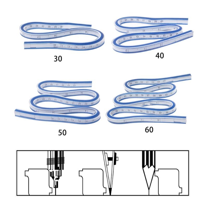 Flexible Curve Ruler Drafting Drawing Tool Plastic Vinyl 30cm 40cm 50cm 60cm