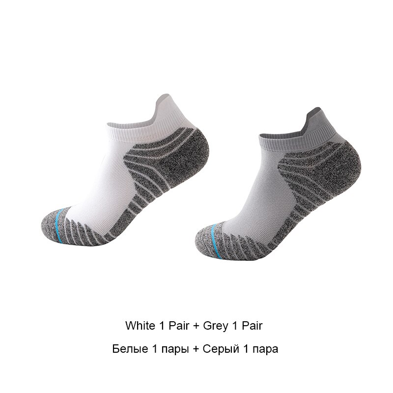 Men athletic socks no show running socks outdoor man sport socks cycling walking socks VKMONY: White1Grey1
