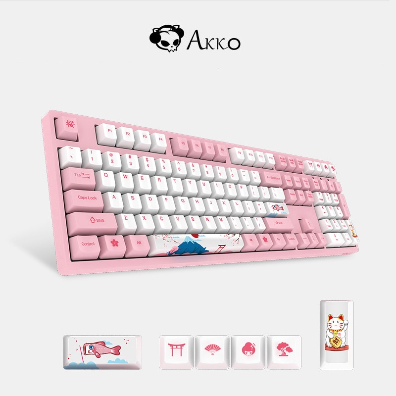 AKKO Cherry PBT 114 Key Cherry Dye-Subbed PBT Keycap Set World Tour Series Tokyo Theme Pink Girl For Gaming Mechanical Keyboard