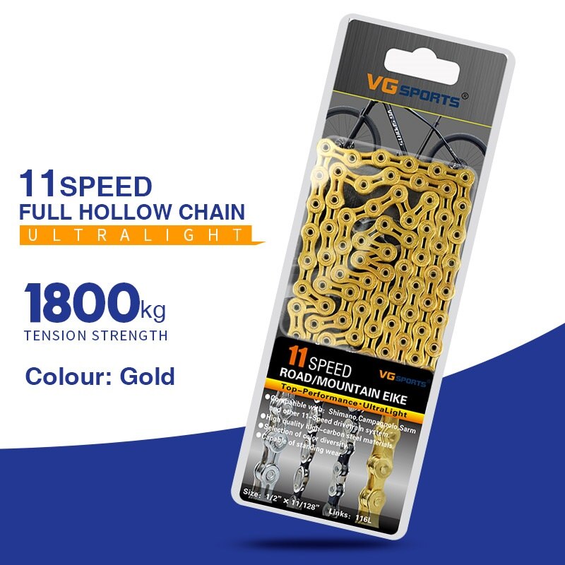 Fahrrad Kette 8 9 10 11 Geschwindigkeit MTB Rennrad Halb/Voll Hohl Kette Silber Gold Regenbogen Ketten für shimano SRAM Campanolo System: X11SLR Gold