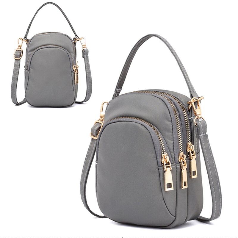 Wasserdichte Oxford-schultertasche für damen, mit kopfhöreröffnung, handytasche, lässiger geldbörse, handytasche, handtasche: Hellgrau
