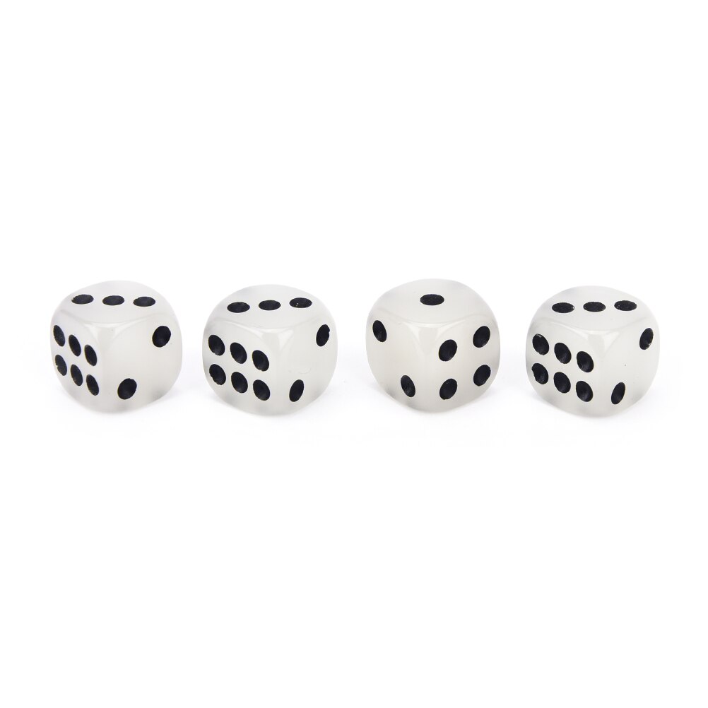4PCS Fillet Black Pips Luminous Dice 6 Side For Boardgame Night Bar KTV 14mm