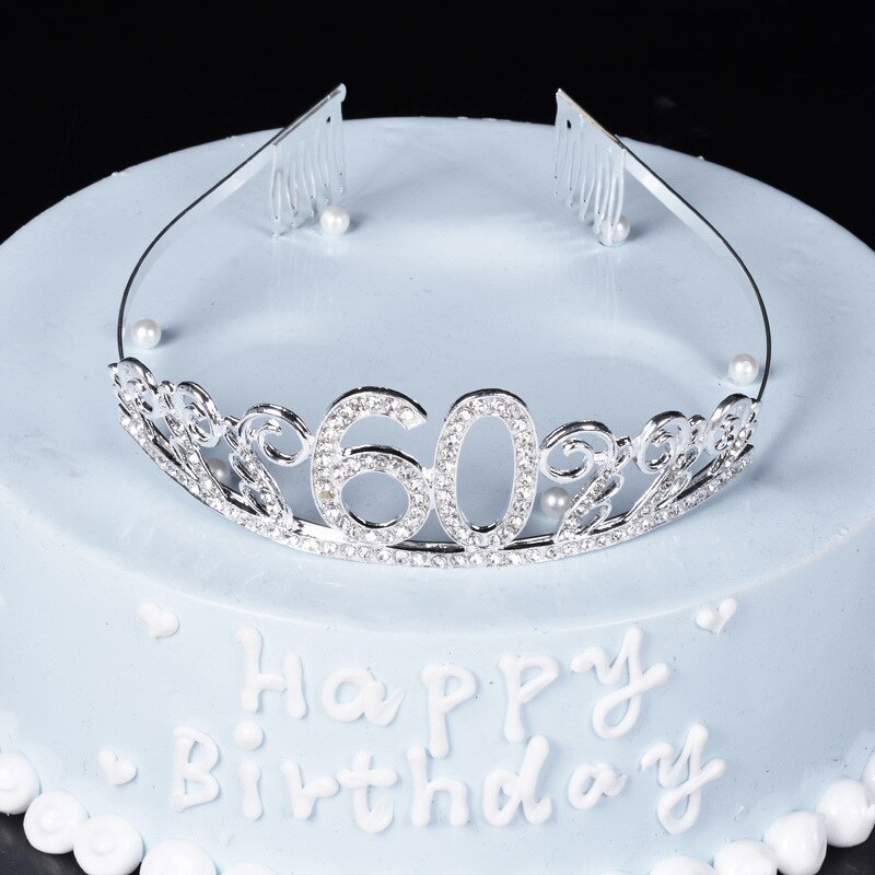 Décorations de fête d'anniversaire pour adultes, 30, 40, 50, diadème en cristal, couronne de princesse, accessoires, décoration de joyeux 30 ans