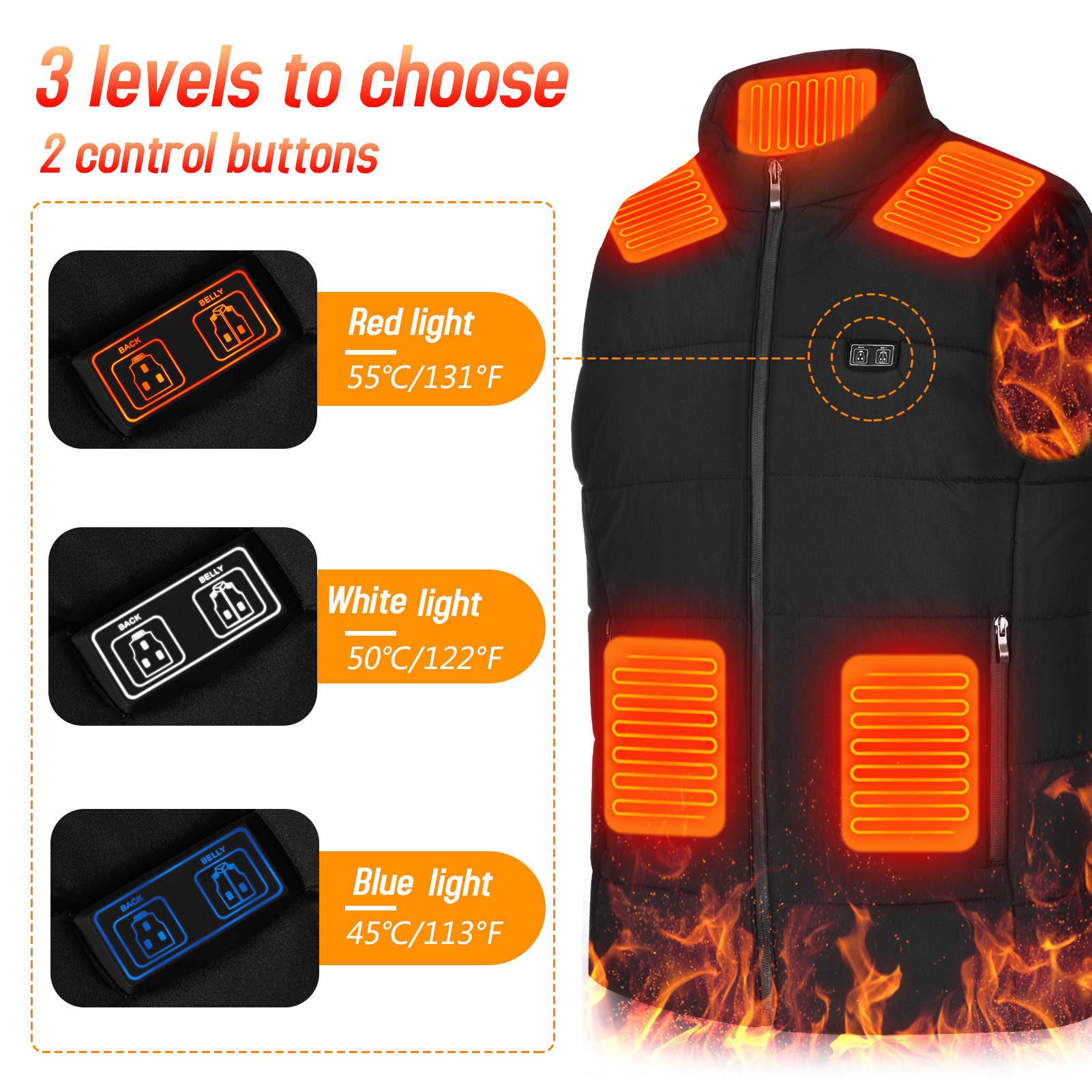 Chaleco calefactable para hombre y mujer, chaqueta eléctrica con aislamiento térmico, lavable, carga USB, ropa de acampada, invierno al aire libre