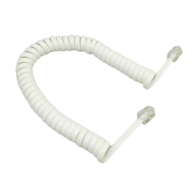 RJ9 Opgerolde Telefoondraad 6FT Gebogen Vaste Telefoon Handset Handvat Lijn 6Feet: WIT