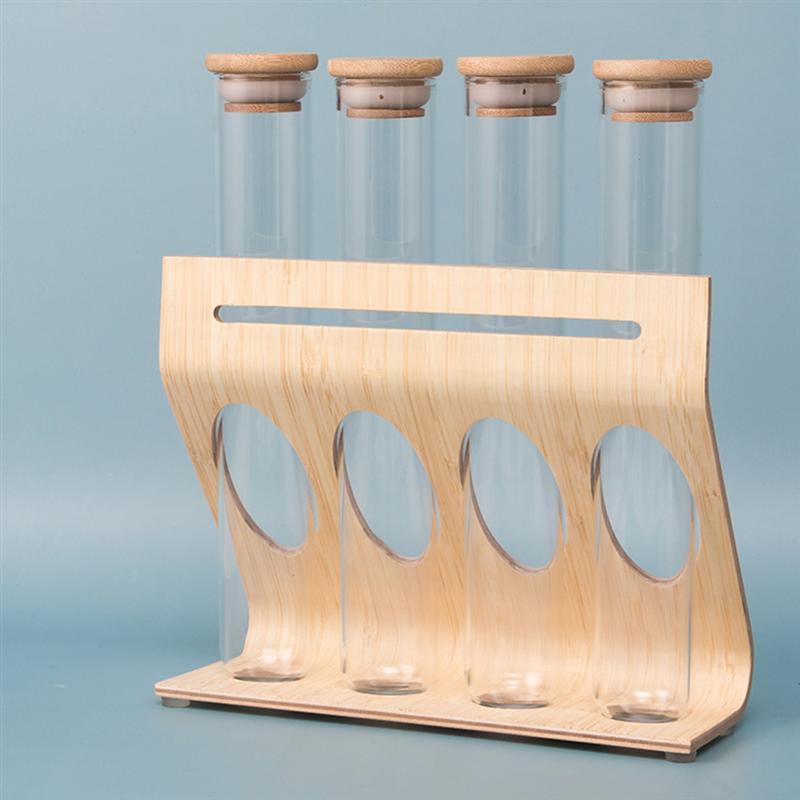 Coffee Beans Tea Display Rack Stand Cereals Canister Glass Test Tube Sealed Storage Rack Clear Glass Bottle Rack