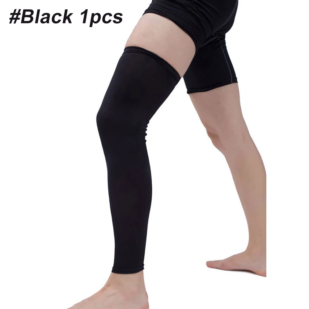 Manchon de jambe de compression pleine longueur pour hommes et femmes, sport, cyclisme, cuisse, genou, mollet, vélo, basket-ball, 1 pièce: XL / Black