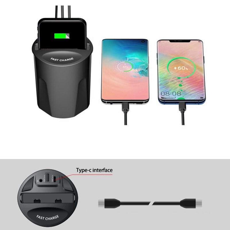 Snelle Draadloze Oplader Autolader Cup Auto Charger Bracket 3-In-1 Draadloze Oplader