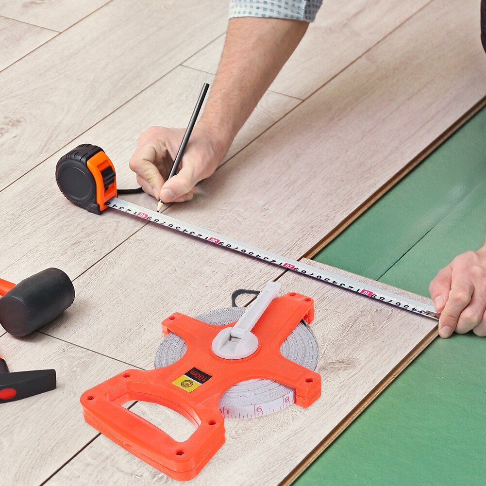 100m Retractable Fiberglass Tape Measure Open Reel Metric Scale Measuring Ruler Woodworking Gadget Depth Measurement