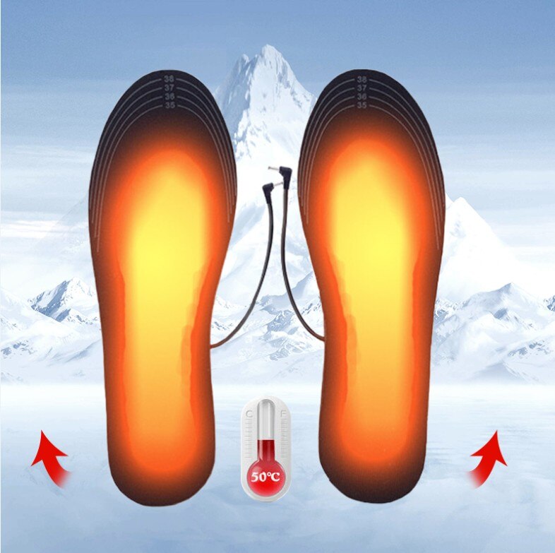 USB Heated Insoles Foot Warmer Insoles Heated Shoe Insoles Warm Socks Feet Outdoor Sports Ski Heating Insoles: Fever 40-44