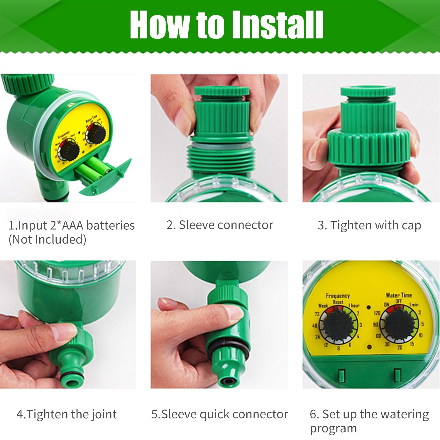 Controlador de temporizador de agua de riego, temporizador de riego automático programable electrónico de jardín, grifo de agua a prueba de agua, temporizador de manguera