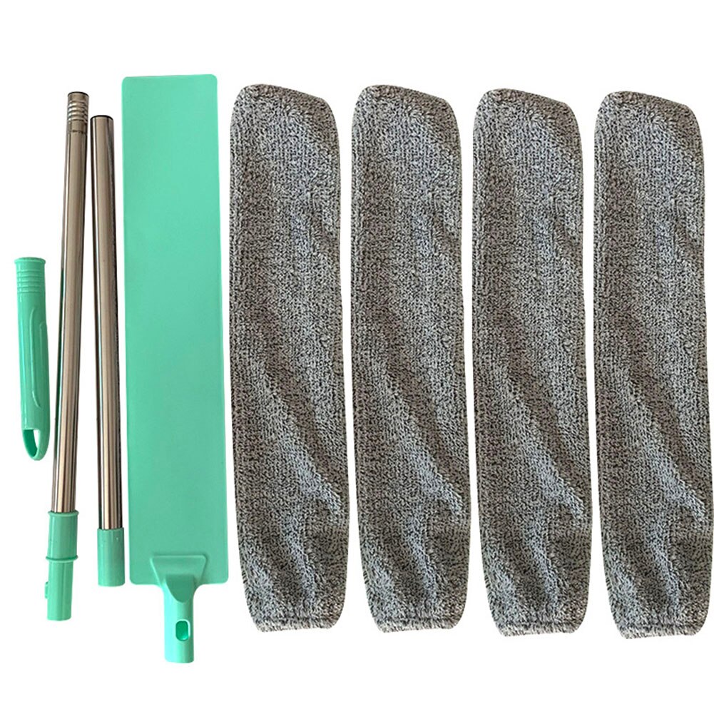 Mopa de mango largo reutilizable para limpieza del hogar, cepillo de limpieza, mopa de mango largo, herramientas de limpieza para el hogar, cepillo para barrer, Plumeros: 125cm 4 PCS Cloth