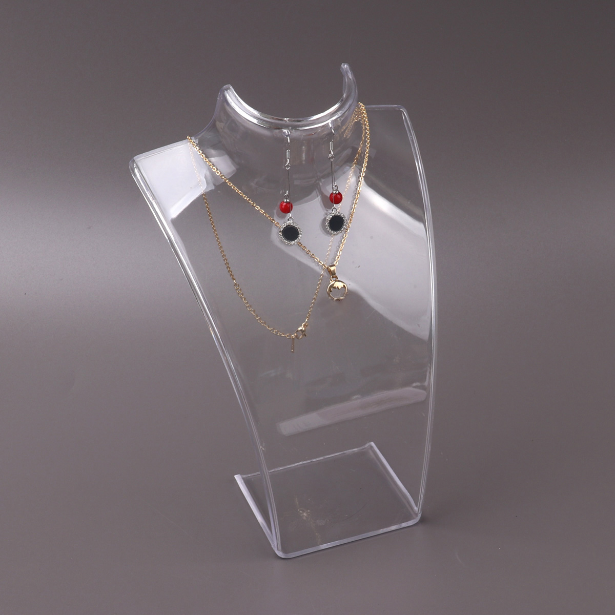 Maniquí de plástico para exhibición de collares, soporte para busto, joyería, estante para busto de maniquí para collares, pendientes colgantes, estante de exhibición: Blanco