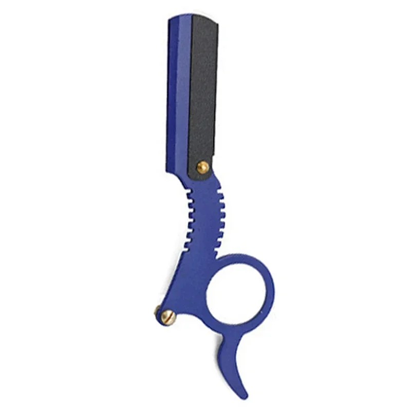 Professional Single Ring Barber Single Edge Shave Razor Vintage Classic Edge Razor with Easy Blades Replacement for Barber Salon: Azul