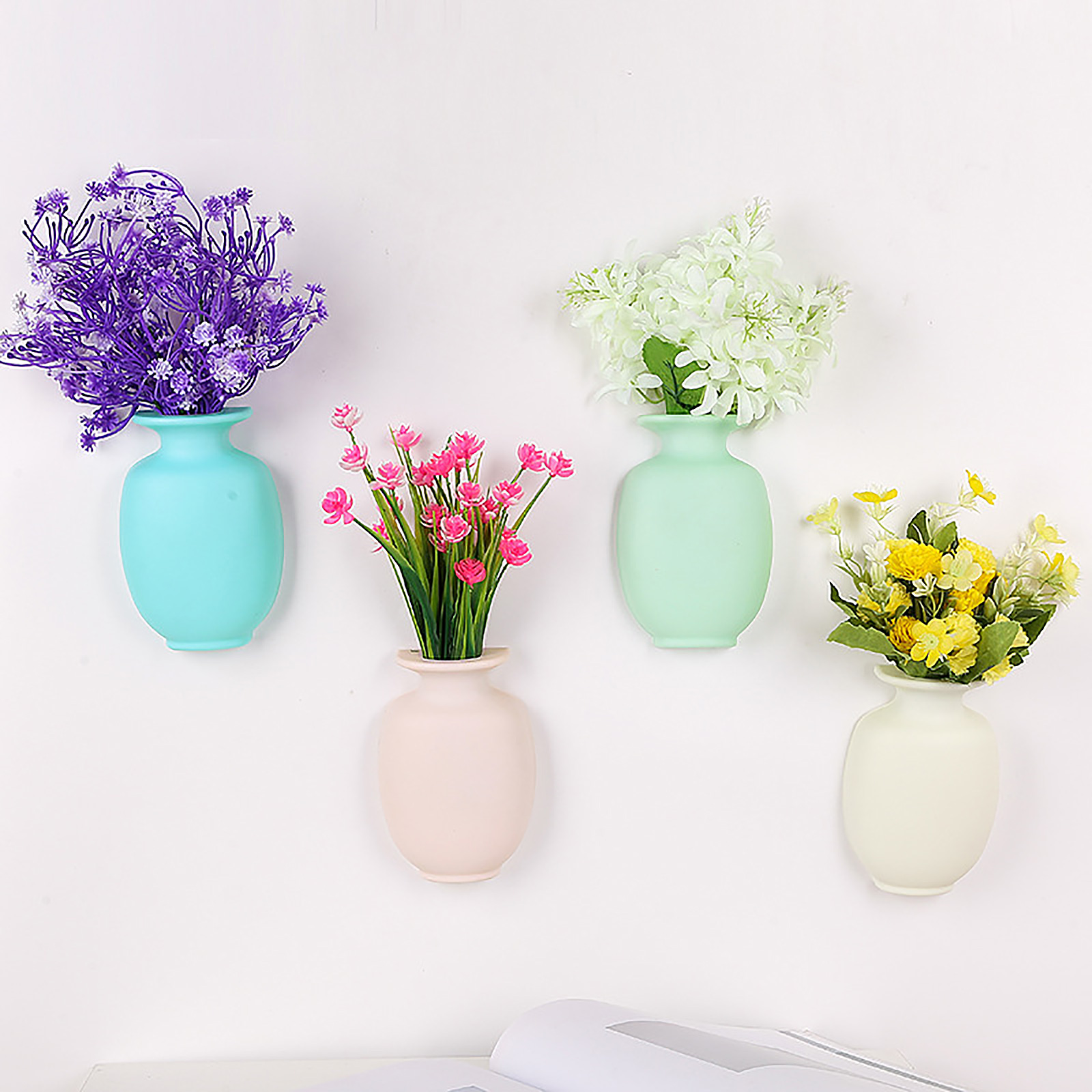 Wall Hanging Flower Vase Flower Arrangement Flower Pot Suction Cup Vases Sticker Seamless Pot Living Room Decoration Home Decor
