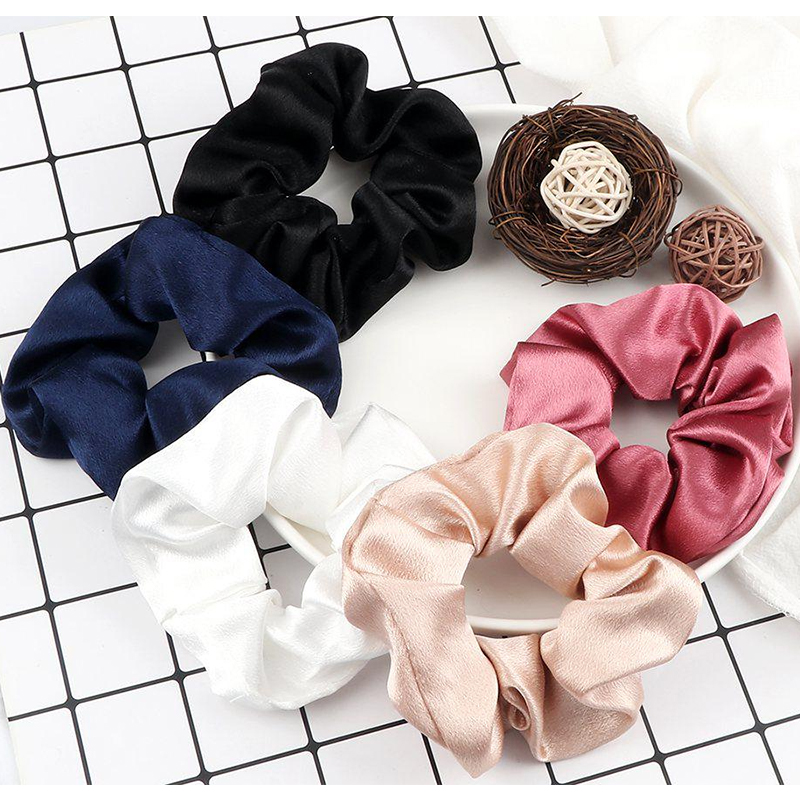 5 unids/lote Boo-tiful Scrunchies de satén de seda banda para el cabello de goma elástica grande coleta para mujer y niña accesorios para lazos para el cabello al por mayor