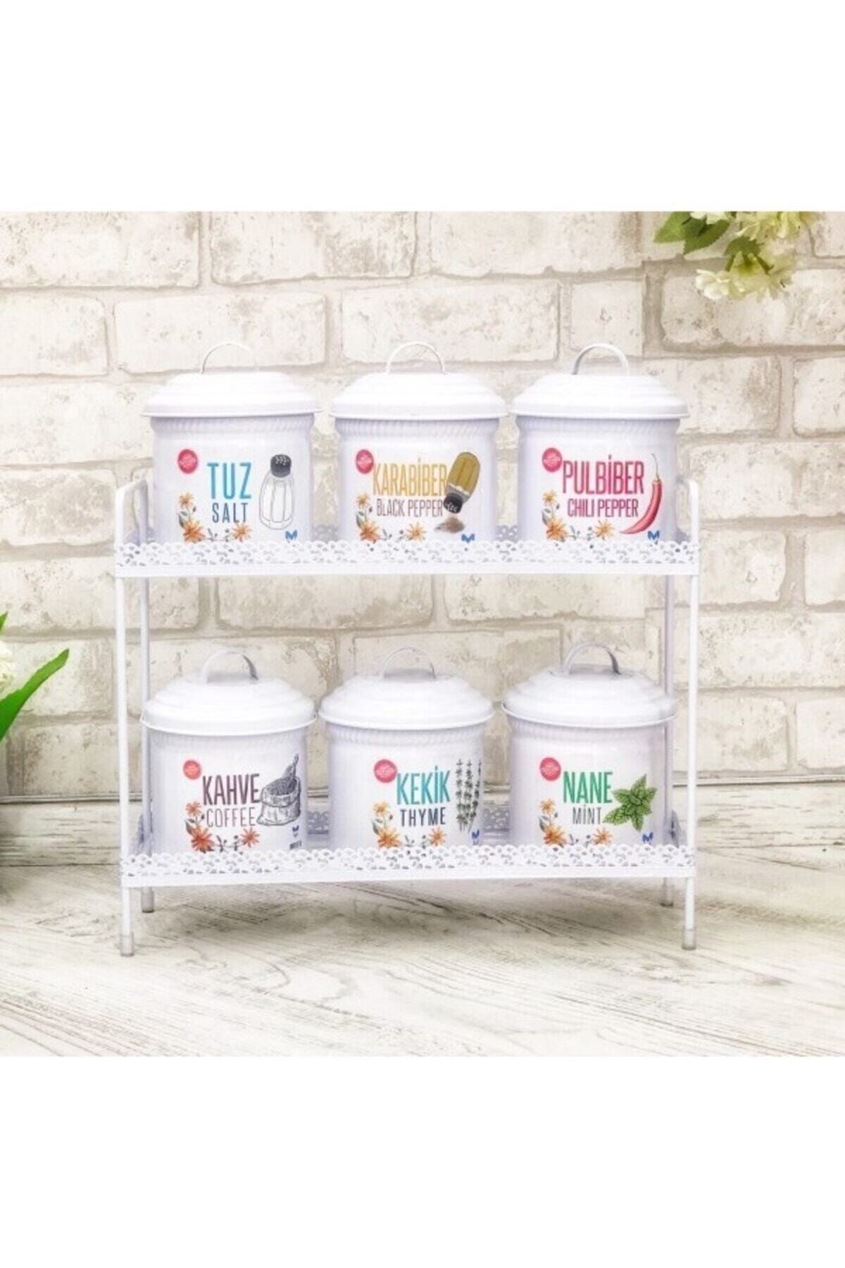 6 pieces Spice Set Spice Standing Metal Spice Set White