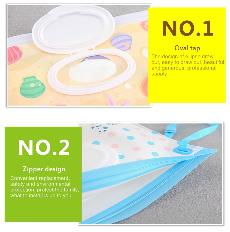 Boîte de lingettes pour bébé, sac de transport de lingettes de nettoyage, bouton-pression rabattable imprimé à la , boîte de rangement de lingettes humides réutilisables