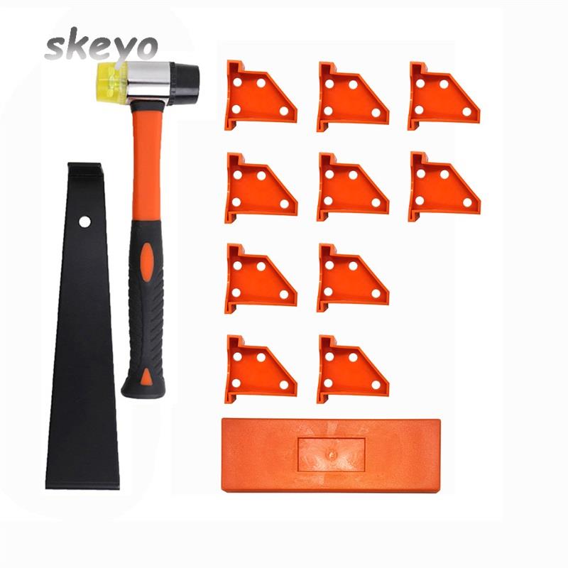 Kamtop 63-delige legset parket nivelleringssysteem laminaat parket houten vloer installatieset laminaat legset met 60 x montagewiggen, 1 x slagblok, 1 x trekstang, 1 x dubbelzijdige hamer