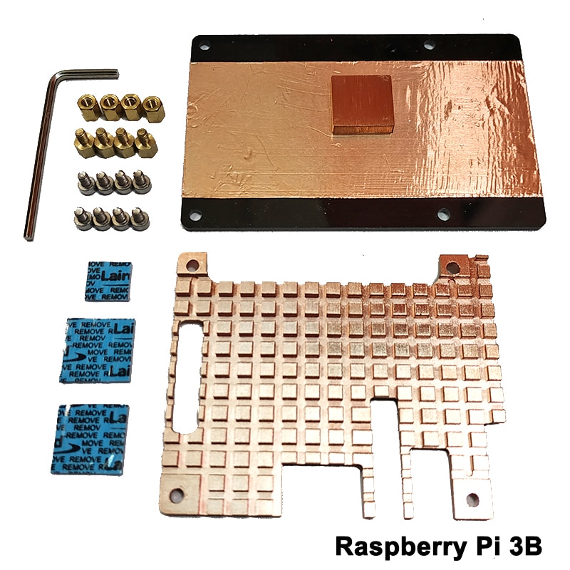 Raspberry pi 3 modo de cobre dissipador de calor capa protetora de refrigeração passiva escudo de proteção gabinete de metal para raspberry pi 3/3b + mod: 3B Thickness 4mm