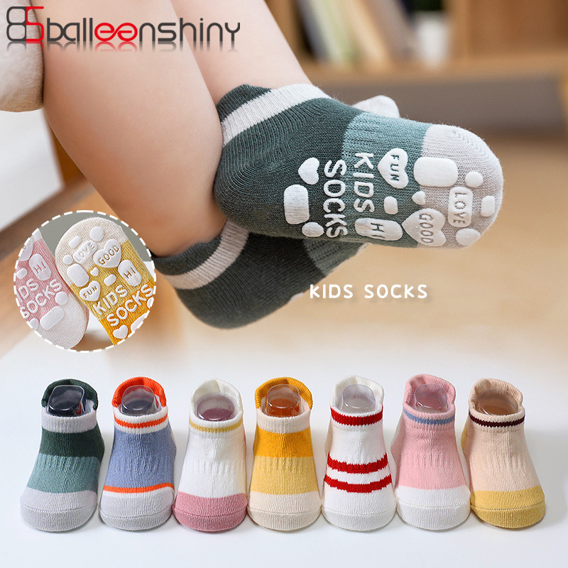 Balleenshiny 5Pairs Pasgeboren Baby Kids Sokken Winter Warm Houden Katoen Jongens Meisjes Tube Sokken Siliconen Anti-Slip Baby peuter Sokken