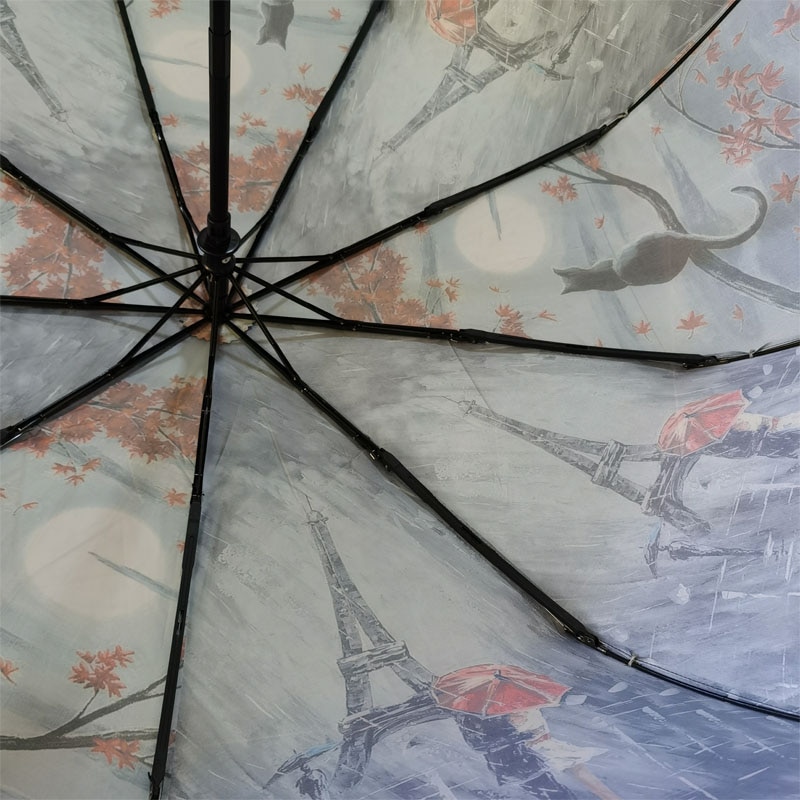 Paraguas de lujo automático para mujer, sombrilla resistente a la lluvia, al agua y al viento, 3 pliegues, 23 pulgadas, 9K,