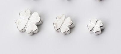 925 prata esterlina bonito trevo espaçador grânulos 5mm 6mm 8mm decoração artesanato prata charme contas diy jóias fazendo pulseiras: silver / 8mm 2pcs