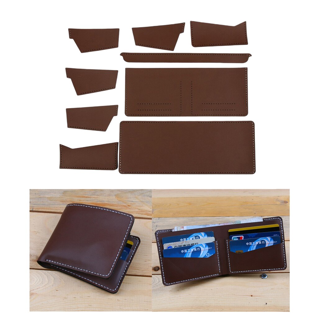 Kits completos de cartera de cuero para manualidades, accesorios para hacer billetera, Material: Brown