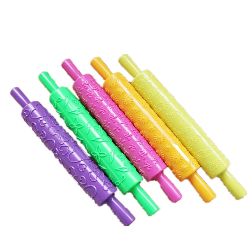14 Styles Pastic Non-stick Fondant Cake Embossing Roller Sugarcraft Decorating Lace Rolling Pin DIY Kitchen Cooking Tool D794