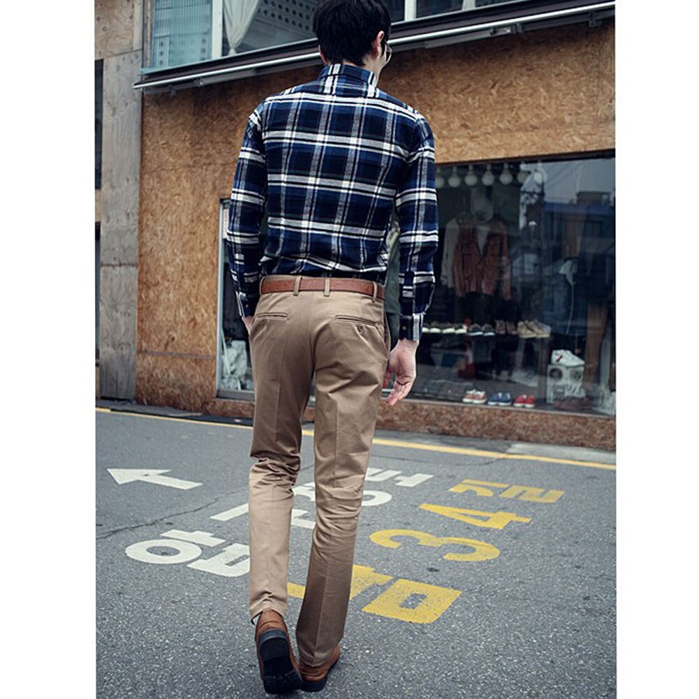 Mode Mannen Broek Casual Slim Fit Broek Heren Koreaanse Stijlvolle Effen Broek Vlakke Voorzijde Broek Broek