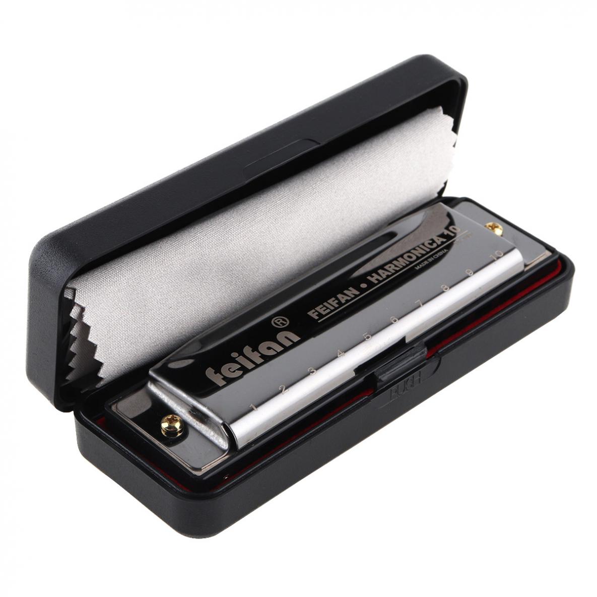 10 gaten 20 Tone Matte Black Harmonica Blues Harp Mondharmonica Rvs Muziekinstrument voor Beginner
