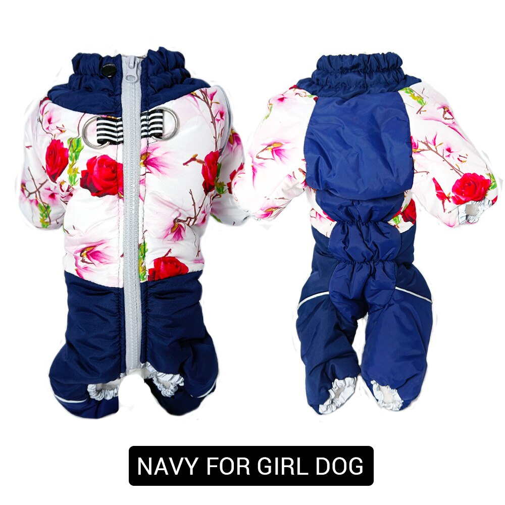 Mädchen/Junge Hund Winter Schneeanzug Wasserdicht Winddicht Winter Jacken für Hunde Weiche Verdicken Vlies Futter Winter Hund Kleidung Overall: Marine Pro Mädchen Hund / 12