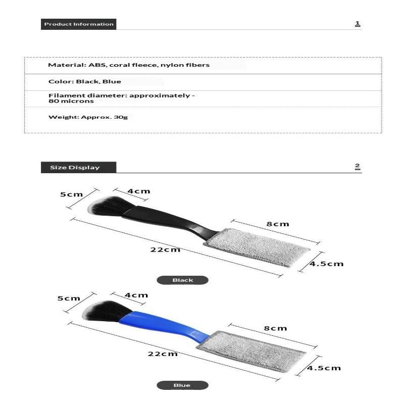 Car Interior Cleaning Brush Double Head Portable Dust Remover Tool for AC Outlet Dashboard Auto Maintenance