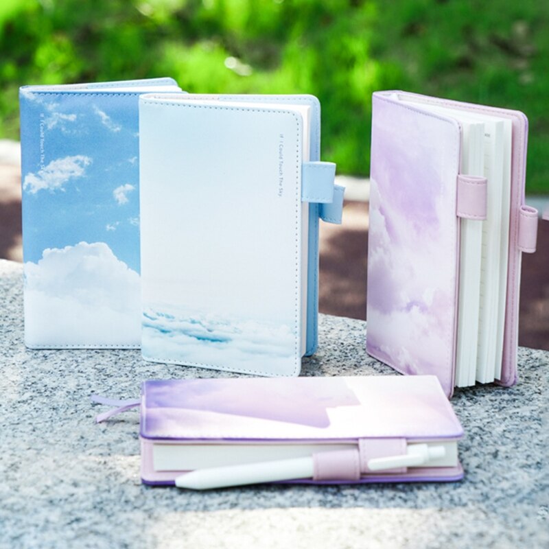 Premium PU Notebook A6 Blue Sky Cloud 128 Sheets Handbook for Girls Women