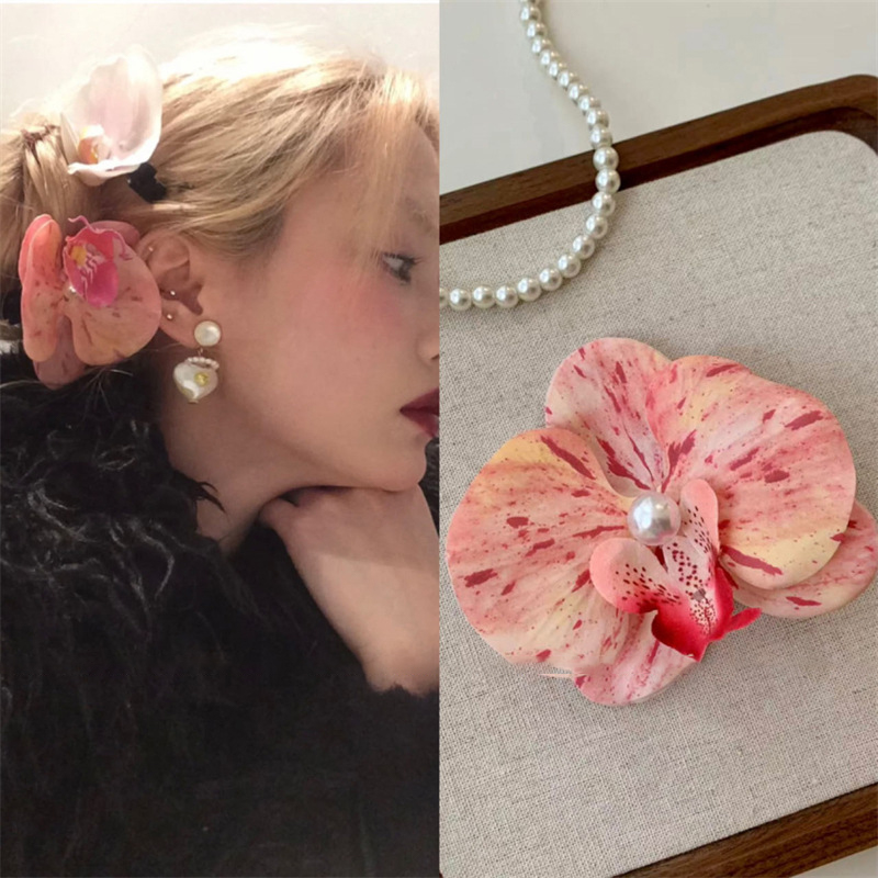 Orchid Hair Clip For Woman Artificial Flower Hairpins Cute Wedding Party Side Clip Hair Accessories