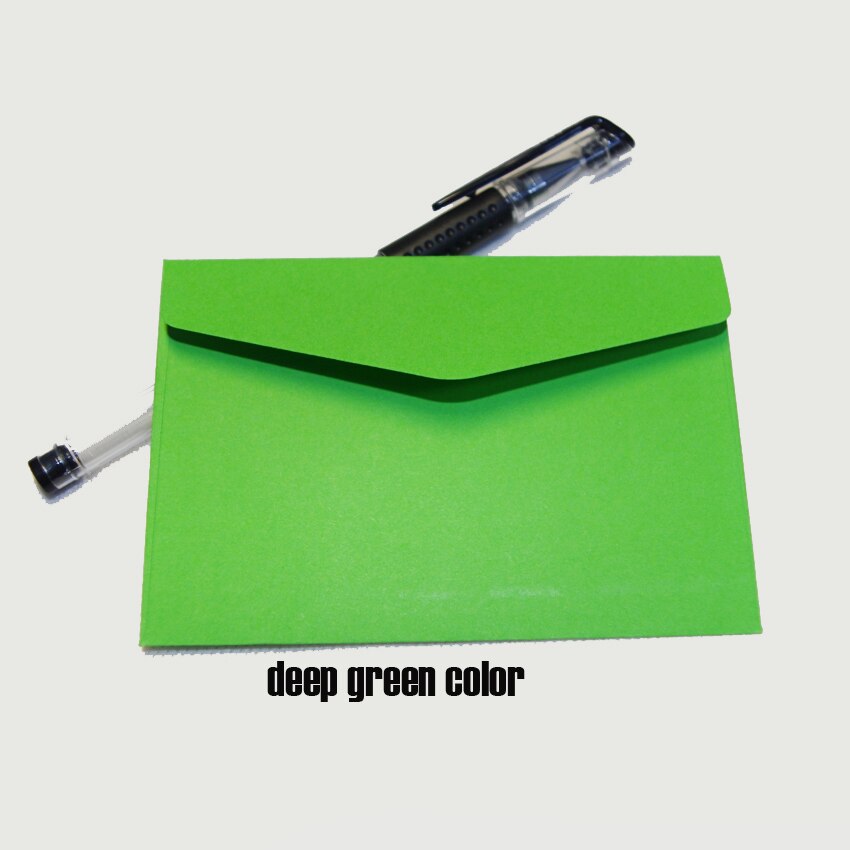 100pcs Lxw: 11.7x8cm Colorful Mini Kraft Envelope Business Vip Card Small Wedding Party Invitation Card Paper Envelopes Office: green