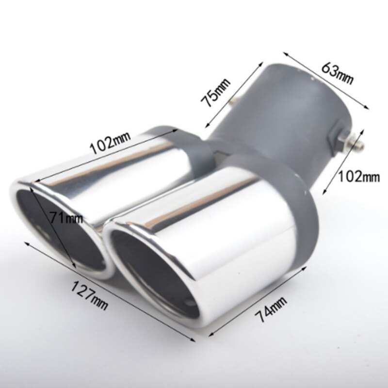 Oblique Mouth Double-Row Curved Stainless Steel Double-Row Tail Throat Tail Cover Exhaust Pipe Tail Throat: Default Title