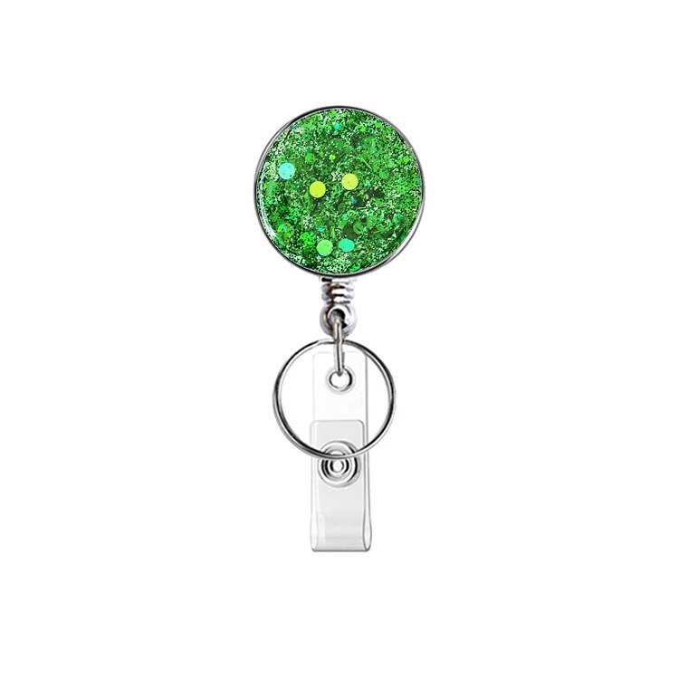 1Pcs Reels Key Chain ID Badge Holder Bling Credit Card Retractable Pull Badge Reel ID Lanyard Name Tag Card Badge Holder: Green