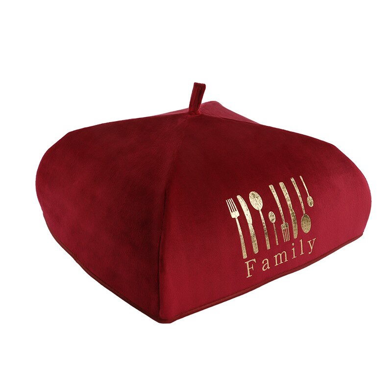 Dish Cover Household Fold Dish Cover Meal Insulation Dish Cover Winter Dish Leftovers Preservation Food Cover kichen gadget: Wine-red-M